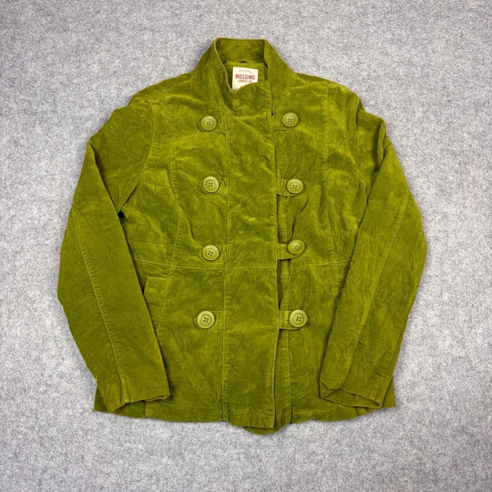 Mossimo Supply Co Womens XL Green Corduroy Pea Coat Double Breasted Jacket